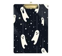 Scream Hanging Ghosts Stars Halloween Acrylic Flat clipboard Standard Letter A4 Size Transparent for Nurses Home Contractor Gold 12x9in Tabla para escribir con Clip
