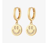 Scream Pretty Silver Rhodium Plated Cubic Zirconia Smiley Face Charm Hoop Earrings SPG-56