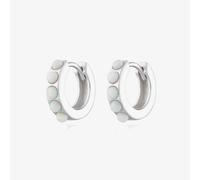 Scream Pretty Silver Rhodium Plated Plated White Opal Huggie Hoop Earrings SPESS108-WHITE