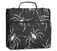 Scream Spiders Black White 1.5-Inch 3-Rings Zipper Binder with Handle Easy to Carry Portfolio Binder for School and Office