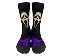 Scream7 Socks, Scream Merchandise Scary Face Ghost Printed Breathable Comfortable Mid Tube Socks, Ghost Funny Stocks Gifts for Fans A01