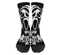 Scream7 Socks, Scream Merchandise Scary Face Ghost Printed Breathable Comfortable Mid Tube Socks, Ghost Funny Stocks Gifts for Fans A06