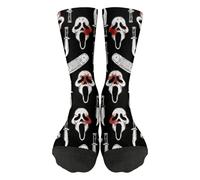 Scream7 Socks, Scream Merchandise Scary Face Ghost Printed Breathable Comfortable Mid Tube Socks, Ghost Funny Stocks Gifts for Fans A15