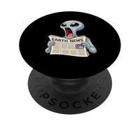 Screaming Alien Reading Earth News Funny Sci-Fi UFO PopSockets Adhesive PopGrip