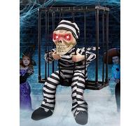 Screaming Animated Hanging Halloween Decorations Outdoor Indoor, Infrared Sensor Skeleton Ghost Halloween Props for House Party, Scary Garden Yard Decorations Decor