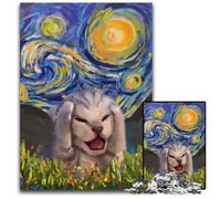 Screaming Cat Starry Night 1000 Piece Jigsaw Jigsaw Puzzles for Adults Family Fun Activity Brain Challenge for Teenager 1000 PCS(38x26cm)