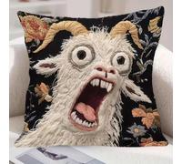 Screaming Goat Pillow Case, 45X45CM Goat Cushion Throw Case, Funny Screaming Goats Throw Pillow Cover with Hidden Zipper, Short Plush Home Sofa Goats Cushion Cover Protector, for Home Decor