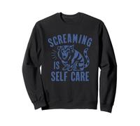 Screaming Is Self Care Motivational Therapy Cat Sweatshirt