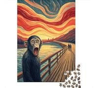 Screaming Monkey on A Bridge Adult Jigsaw Puzzle, 1000 Pieces, 52x38cm/1000pcs, White Cardboard Pieces, Relaxing Indoor Activity And Quiet Weekends