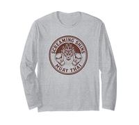 Screaming Shins Muay Thai - Distressed Vintage Tiger Emblem Long Sleeve T-Shirt