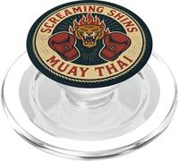 Screaming Shins Muay Thai Vintage Tiger Boxing Emblem Retro PopSockets PopGrip for MagSafe