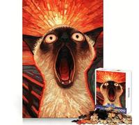 Screaming Siamese Cat Art Jigsaw Puzzles for Adults1000 Pieces Clear Logic Toy Leisure Time Perfect Cut Creative Gift (38x52cm)