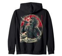 Screaming Singer Japanese Wave Red Moon Dark Rock Vocal Zip Hoodie