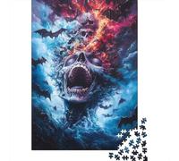 Screaming Skull with Bats Jigsaw Puzzle for Adults, 1000 Pieces, 52x38cm/1000pcs, Quiet Home Activity, Evening Leisure And Year-Round Leisure
