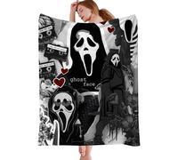 Screams Ghost Blanket, Horror Movie Fuzzy Screams Ghost Face Beach Blanket, Soft Cozy Flannel Couch Blanket Throw Blankets For Home Couch Halloween Decor