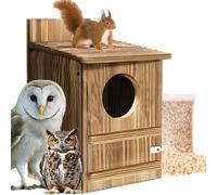 Screech Owl House,Carbonized Cedar Large Owl Nesting Box with Shavings, Boxes for Outside Wildlife Lovers, Easy Assembly Required, Easy Assembly Required