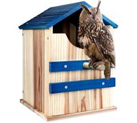Screech Owl House, Large Handmade Wooden Owl Box with Mounting Screws, 10" x 10" x 14" Easy to Assemble Outdoor Nesting Box Cozy House for Cute Birds