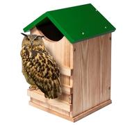 Screech Owl House with Bird Stand Design, Wood Owl Nesting Box with Mounting Screws, Easy Assembly Required