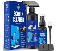 Screen Cleaner PRO Evolution Kit for TV, PC, Laptop, Phone, Camera, Glasses & Monitors - 500ml Daily Spray, 30ml Travel Spray, 3X Terry Cloth Wipe, Brush & Streak-Free Cleaning Formula