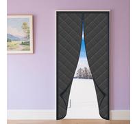 Screen Door 79 x 273 cm Thermal Winter Soundproofing Front Door Curtain Waterproof Oxford Fabric, Magnetic Closure, Pet Friendly for Home, Balcony, Office and Shop, Black