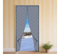 Screen Door 80 x 284 cm Windproof Draft Stopper Anti Cold Front Door Curtain Easy Install for Winter Warmth Summer Cooling, Silver Gray