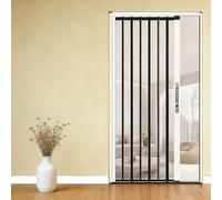 Screen Door Custom Size Retractable, Folding Sliding Screen Doors with Secure Locking Latch Handle, Easy Assemble Keeps Bugs Out, Pet and Child-Friendly(White,73x80in(185.4x203cm))