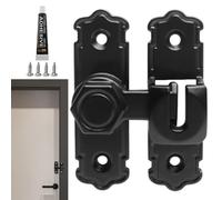 Screen Door Latch - No-Drilling Security Door Lock Latch Indoor | Metal Locking Gear Safety Hardware for Bathroom Bedroom Balcony Backyard Barn School College Dorm Apartment