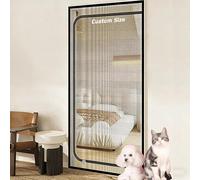 Screen Door Mesh for Introducing New Cats, Custom Size Partition Mesh with Zipper for Living Room Bedroom Kitchen, Scratch & Mosquito-Proof Net, Easy to Install