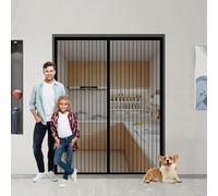 Screen Doors with Magnets 101 x 203 cm Automatically Closes Door Curtain, Easy to Install Without Drilling Anti Mosquito Mesh Fly Curtain for Patio Doors Balcony Bedroom, Black