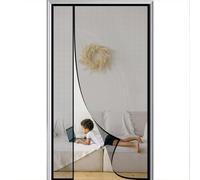 Screen Doors with Magnets 140x200cm Left or Right Side Opening Fly Nets for Doors with Powerful Magnets and Full Frame Hook&Loop Center Magnetic Closure Black