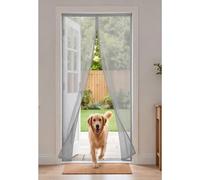 Screen Doors with Magnets 161 x 249 cm Full Frame Magic Tape Kid and Pet Friendly Fly Insect Screen Door Keep Bugs Out & Lets Fresh Air in Easy to Install Without Drilling, Grey