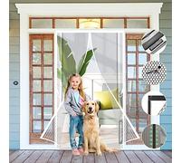 Screen Doors with Magnets 75 x 210 cm, Reinforced Anti-Tearing Insect Fly Mesh, Full Frame Magic Tape for Patio Door, Sliding Door, Double Door, French Door, White