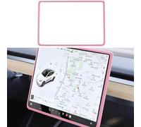 Screen Edge Protector Trim Frame Compatible with Tesla Model 3 Highland Model Y Juniper 2025 2024 2023 2022 2021 2020 Interior Center Console Cover Decor Strip Decorations Trim Accessories (Pink)