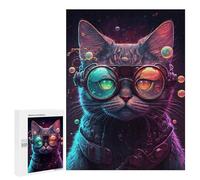 Screen-Free Activity: Steampunk Cat Goggles, 500 PCS, Decorative Wooden Puzzle, for Mindful Indoor Entertainment