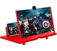 Screen Magnifier -12 Inches 3D HD Cell Phone Magnifying Projector Screen Accessories for Videos, Movies, and Games, Foldable Phone Stand with Screen Amplifier, Compatible with Any Smartphones (Red)