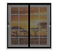 Screen Mesh Curtain 101 x 117 cm with Powerful Magnets & Full Frame Magic Tape, Keep Bugs Out & Lets Fresh Air in Magnetic Screen Fly Curtain for All Types of Windows, Black