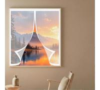 Screen Mesh Curtain 102 x 82 cm with Powerful Magnets & Full Frame Magic Tape, Keep Bugs Out & Lets Fresh Air in Magnetic Curtains Fly Screen for All Types of Windows, White