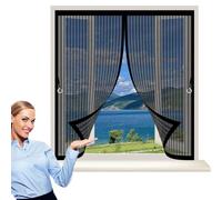 Screen Mesh Curtain 103 x 110 cm Powerful Magnets, No Drill Installation, Automatically Closes, for Keeping Out Flies & Bug Magnetic Fly Curtain for All Types of Windows, Black