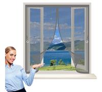 Screen Mesh Curtain 110 x 105 cm Powerful Magnets, No Drill Installation, Automatically Closes, for Keeping Out Flies & Bug Magnetic Fly Curtain for All Types of Windows, Grey