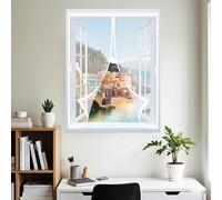 Screen Mesh Curtain 110 x 117 cm with Powerful Magnets & Full Frame Magic Tape, Keep Bugs Out & Lets Fresh Air in Duty Magnetic Screen Fly Bug for All Types of Windows, White