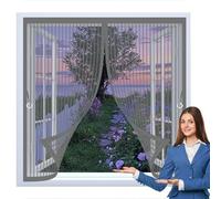 Screen Mesh Curtain 125 x 121 cm Powerful Magnets, No Drill Installation, Automatically Closes, for Keeping Out Flies & Bug Magnetic Bug Curtain for All Types of Windows, Grey