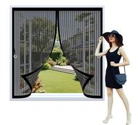 Screen Mesh Curtain 135 x 115 cm Powerful Magnets, No Drill Installation, Automatically Closes, for Keeping Out Flies & Bug Magnetic Fly Curtain for All Types of Windows, Black