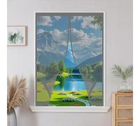 Screen Mesh Curtain 135 x 165 cm with Powerful Magnets & Full Frame Magic Tape, Keep Bugs Out & Lets Fresh Air in Heavy Duty Fly Curtains for All Types of Windows, Grey