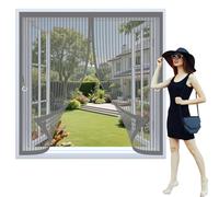 Screen Mesh Curtain 150 x 115 cm Powerful Magnets, No Drill Installation, Automatically Closes, for Keeping Out Flies & Bug Magnetic Fly Curtain for All Types of Windows, Grey