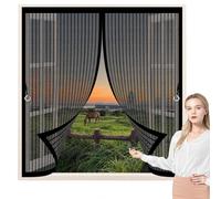 Screen Mesh Curtain 150 x 240 cm with Powerful Magnets & Full Frame Magic Tape, Keep Bugs Out & Lets Fresh Air in Mosquito Insects Screen Mesh for All Types of Windows, Black