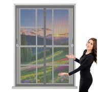 Screen Mesh Curtain 175 x 80 cm with Powerful Magnets & Full Frame Magic Tape, Keep Bugs Out & Lets Fresh Air in Screen Mesh Curtain for All Types of Windows, Grey