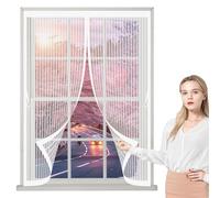 Screen Mesh Curtain 180 x 110 cm Powerful Magnets, No Drill Installation, Automatically Closes, for Keeping Out Flies & Bug Magnetic Bug Curtain for All Types of Windows, White