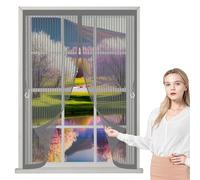 Screen Mesh Curtain 185 x 90 cm with Powerful Magnets & Full Frame Magic Tape, Keep Bugs Out & Lets Fresh Air in Magnetic Fly Curtain for All Types of Windows, Grey