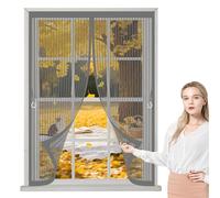 Screen Mesh Curtain 188 x 150 cm with Powerful Magnets & Full Frame Magic Tape No Gap, Lets Fresh Air in, Keep Bugs Out Magnetic Bug Curtain for All Types of Windows, Grey