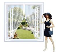 Screen Mesh Curtain 220 x 115 cm Powerful Magnets, No Drill Installation, Automatically Closes, for Keeping Out Flies & Bug Magnetic Fly Curtain for All Types of Windows, White